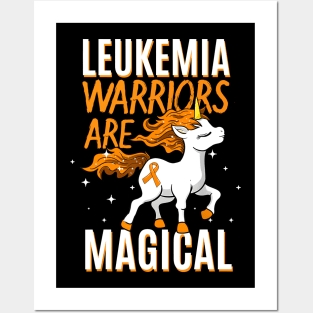 Leukemia Warrior Magical Unicorn Orange Ribbon Posters and Art